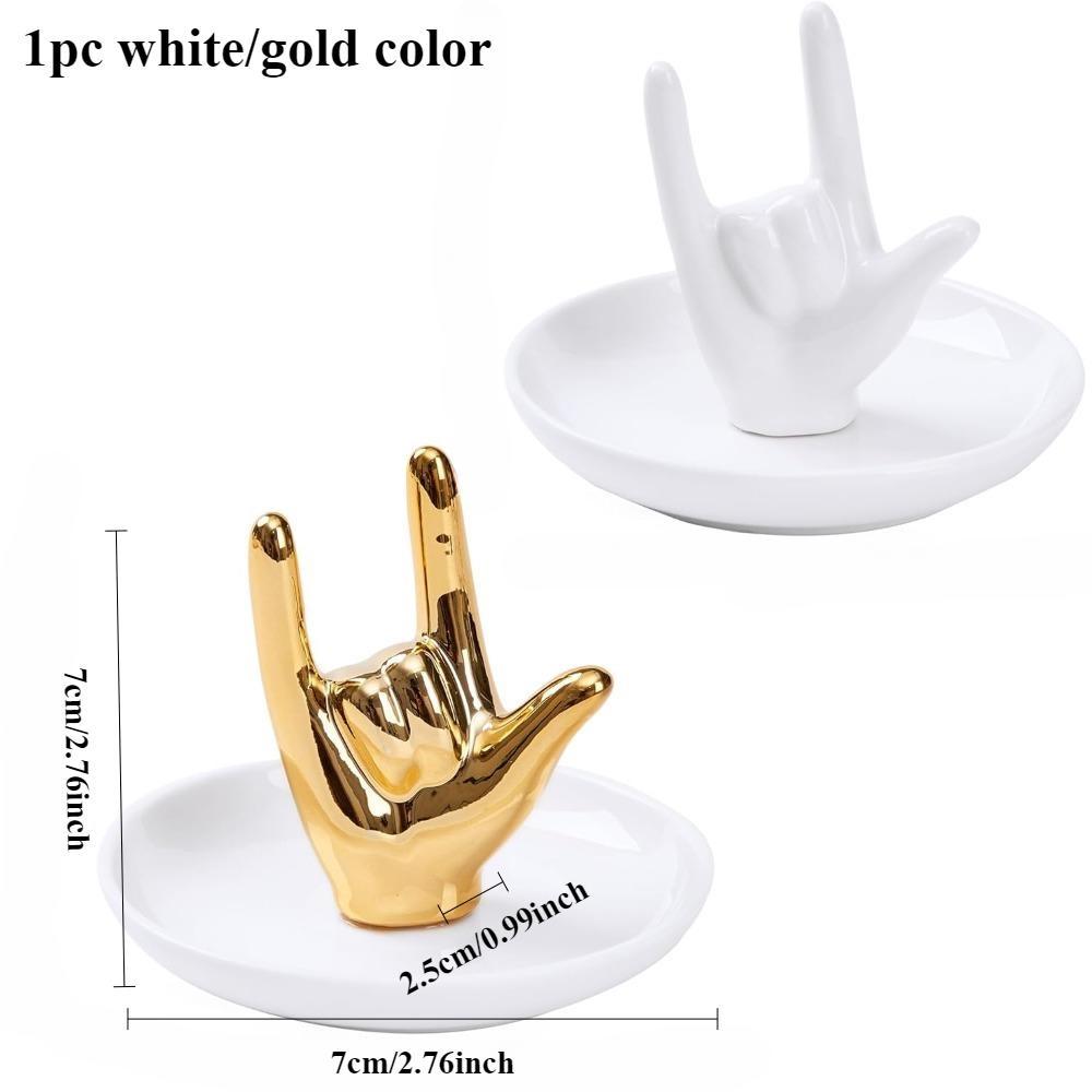 

1 шт. Модель жеста, органайзер для колец, гальваническое покрытие, идеально подходит для украшения дома и хранения колец 1pc белый