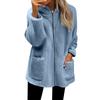 Women S Loose Plush Long Sleeve Hooded Zip Up Cardigan Coat