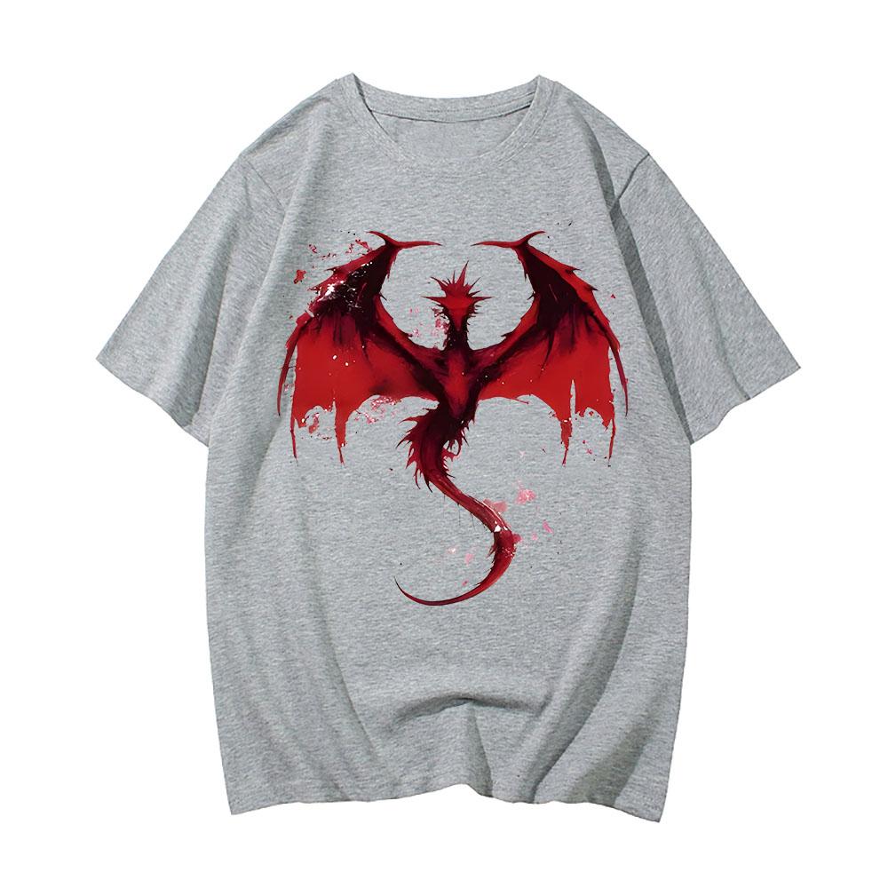 

Футболки House Of The Dragon Минималистичные красные чернила Дракон Фэнтези Графический принт Футболки Aldult High Street Удобные топы из 100% хлопка XXL