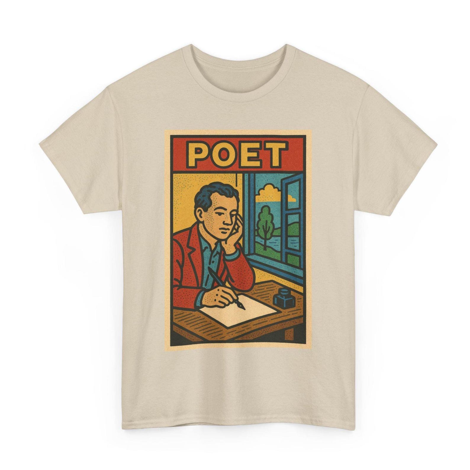 Poet T-Shirt: Retro Comic Style Literary Art Tee S