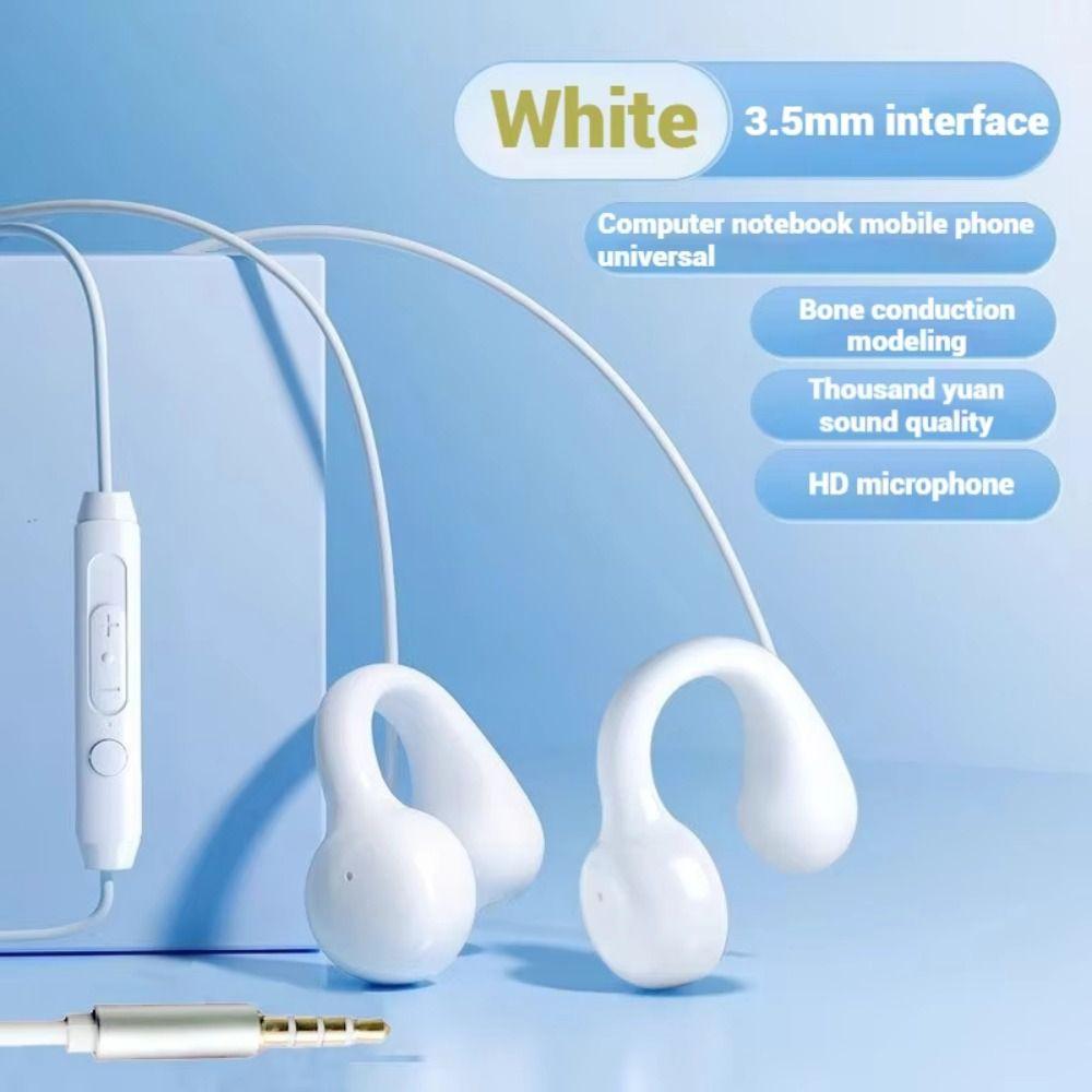 Stereo Sound Wired Headphones Type C&3.5mm Bone Conduction Earclip Sports Earbuds