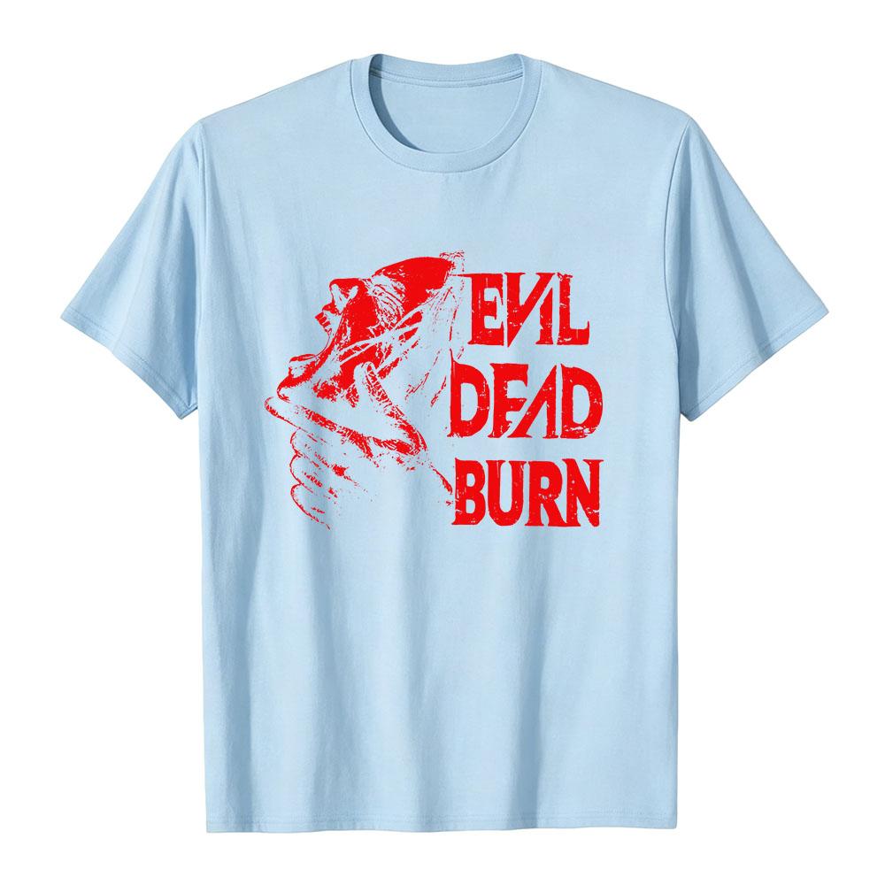 Evil Dead Burn Film T-shirt Cotton Summer Short Sleeve Male Tshirts Streetwear Unisex Graphic Merch Soft Horror Movie Print Tees