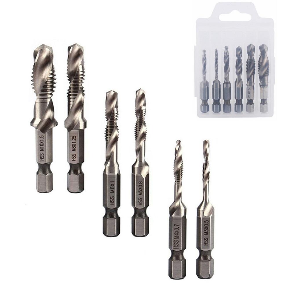 Tap Drill Bits HSS 4341 Hex Chuck Tapping Machine M3-M10 Silver Spiral