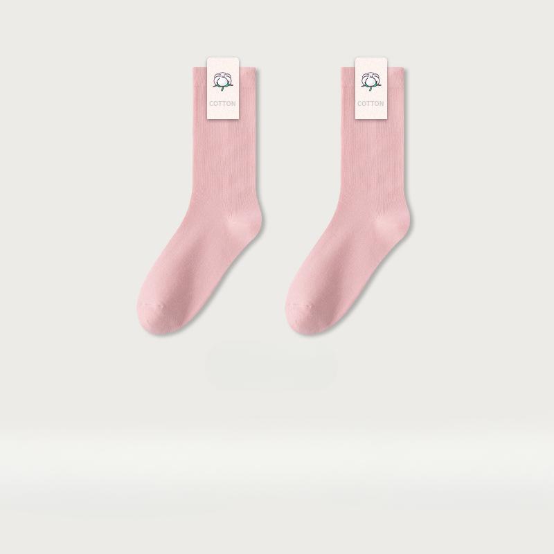 Women's Pure Cotton Mid-Tube Socks - High Breathability and Sweat-Absorbent for Autumn and Winter