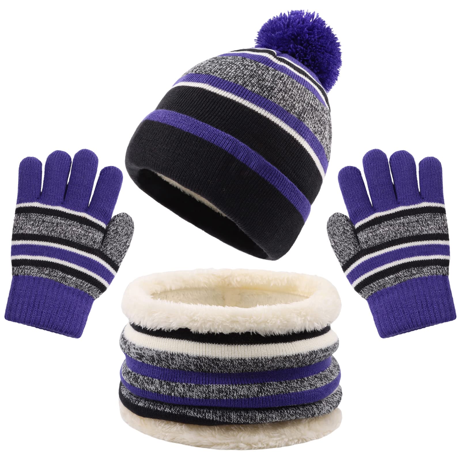 

Millicate Вязаный комплект и перчатки и для и Сноубординга Идеально для мальчиков и девочек начальной школы Возрасты Детская шапка, снуд, - Теплый, Ветрозащитный,