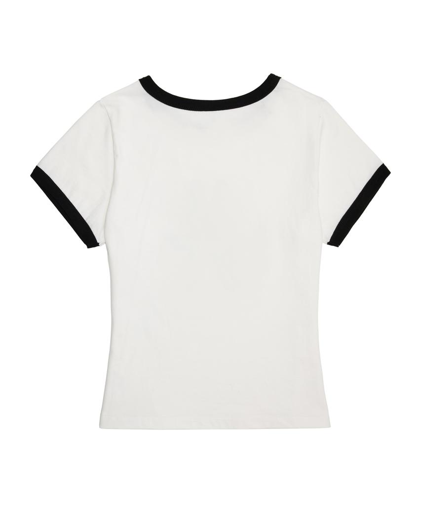 BOUNDARY Decalcomania Slim Fit Ringer T-Shirt [Ivory]