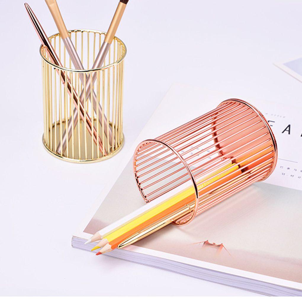 Makeup Storage Box Cylindrical Case Lipstick Brush Pen Holder Organizer Iron