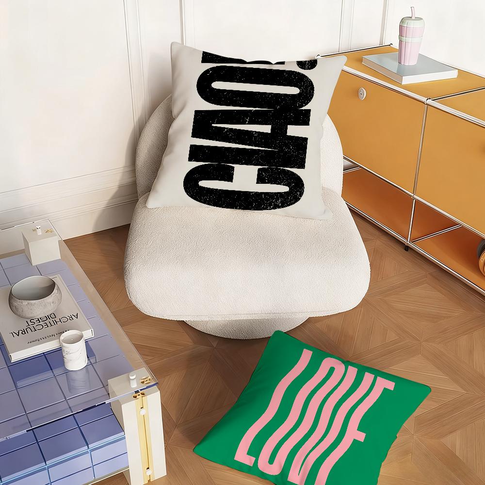 Morandi Color Minimalist Line Art Pillow Case Bedroom Sofa Living Room Backrest Decoration Square Cushion Nap Time