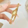 Vintage Women Watches Carved Oval Small Dial Quartz Wristwatch Luxury Hollow Chain Bracelet Watch for Ladies Elegant Gift