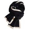 Black and White Color-Blocked Scarf Winter High-End Border Knitted Wool Niche Design Versatile Unisex Neck Warmer