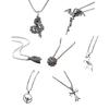 Metal Steel Necklace for Men with Unique Charm, Punk Style Pendant Neckchain Adjustable Fashion Jewelry for Friend
