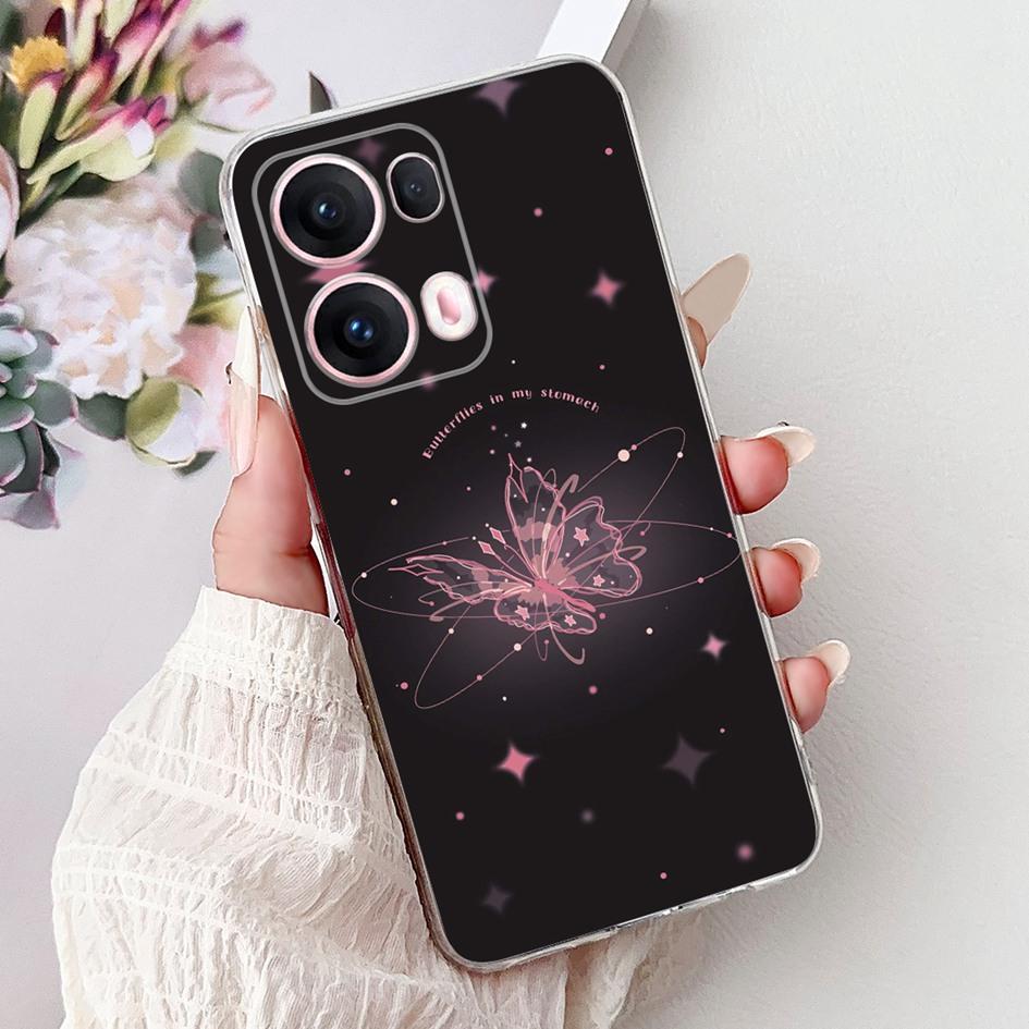 For OPPO Reno13 Pro 5G Case CPH2697 Fashion Flower Butterfly Soft Silicone Phone Cover For OPPO Reno 13 CPH2689 Reno13Pro Bumper