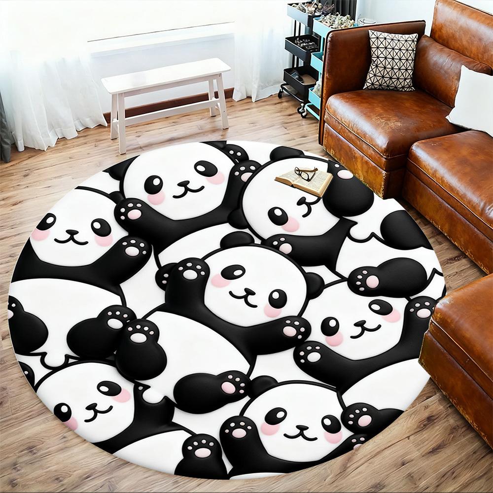 1pc Panda Cute Round Chair Mat Office Area Rug - Non-Slip, Floor Mat for Office, Bedroom, Ideal Home Decor Gift P0105041