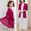 Summer Women's Knitted Jacket Solid Color Cutout Open Front Knitted Cardigan Thin Sunscreen Shawl
