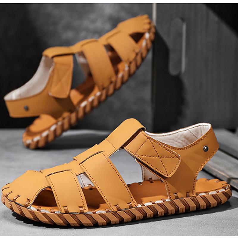 Baotou Sandals, Summer Handmade Flat Bottomed Sandals, Men's Casual Breathable Beach Shoes