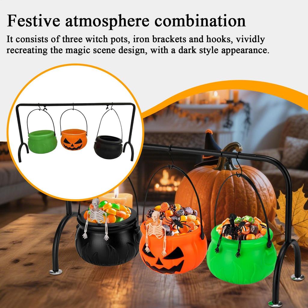 Halloween Candy Bowl Witches Cauldron Treats Holder 3 Packs Witch Pot Candy Bowls Witch Cauldron Halloween Party Decoration