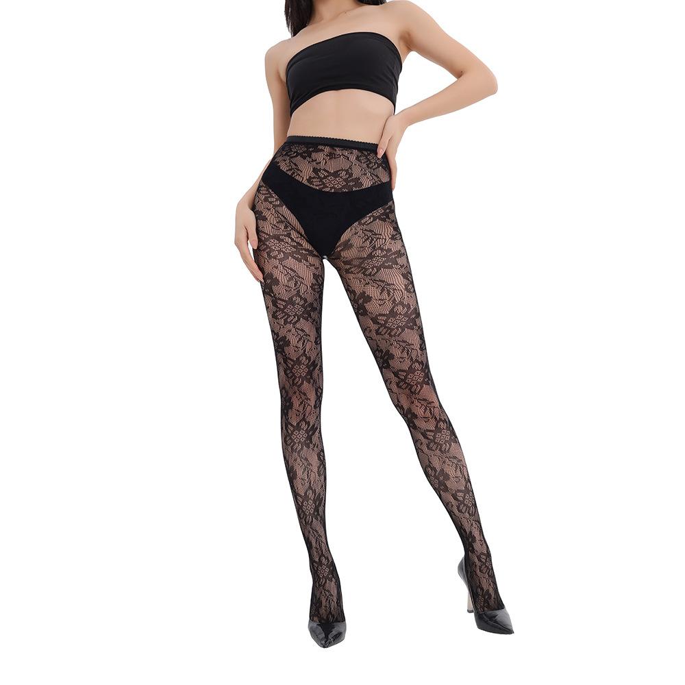 Leggings, Stockings, European and American Floral Pattern Hollowed-out Jacquard Fishnet Stockings3101
