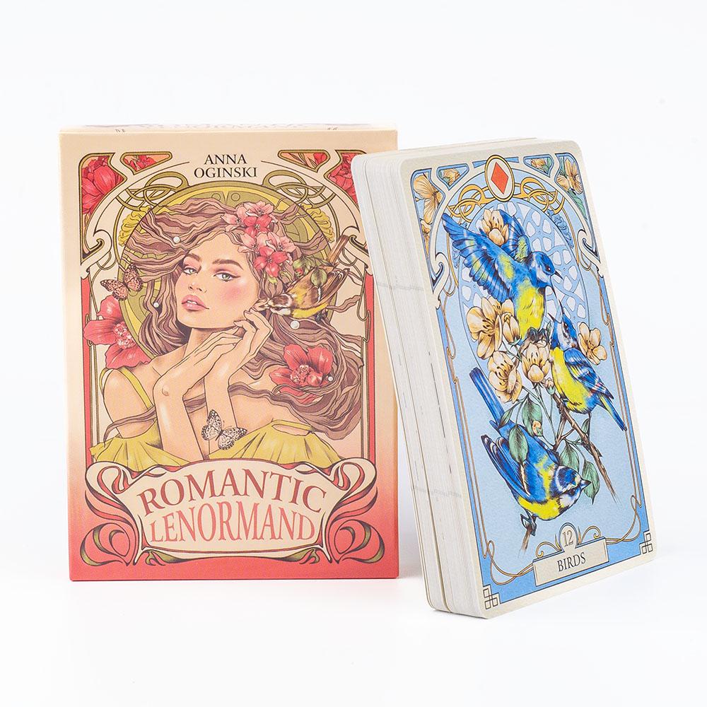 Romantic Lenormand Oracle Cards 37Pcs Deck English Vision Art Nouveau Floral Motifs for Party Board Playing Games