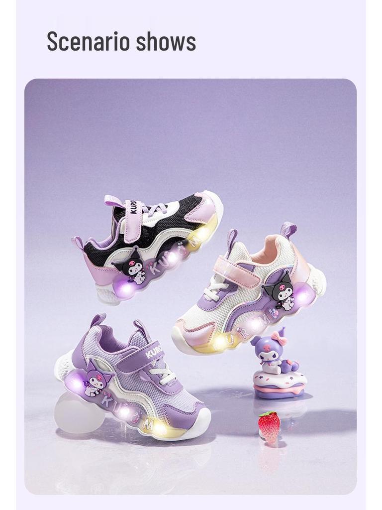 Kuromi Girls' Light-Up Toddler Sneakers – Cute Autumn 2025 Fashion Style