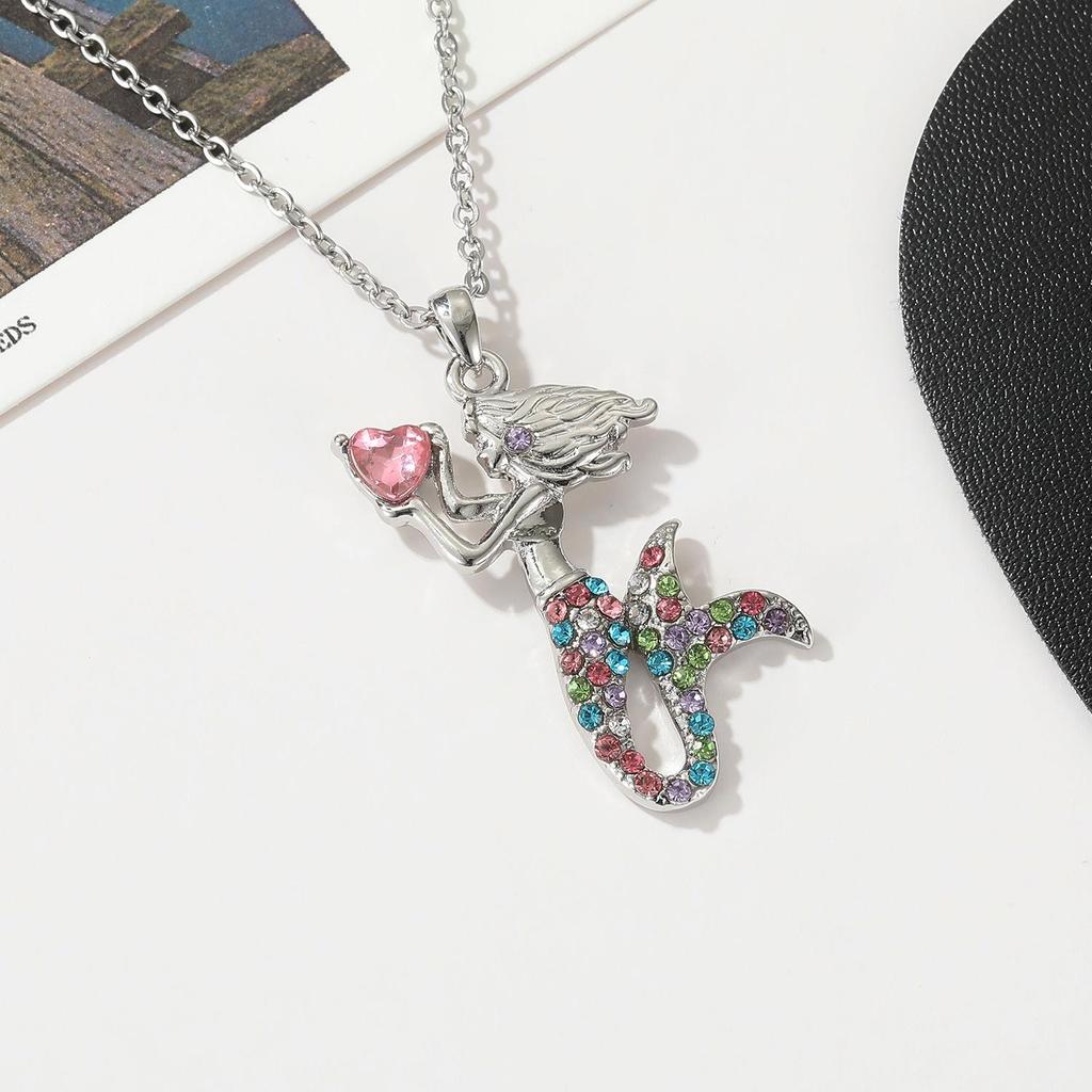 Mermaid Princess Heart Necklace: Colorful Ocean Pendant Choker, Perfect Christmas Gift