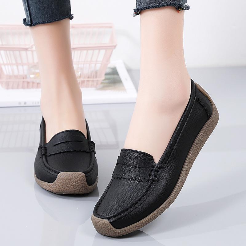 

Plus Size Women s Genuine Leather Low-Top Loafers with Beef Tendon Sole - Comfortable Spring/Summer Shoes for Nurses and Moms 39