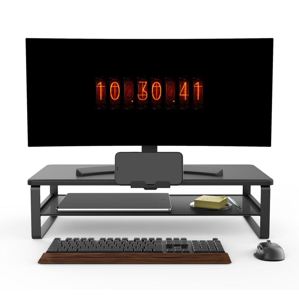 Doowiit Monitor Storage Desktop Monitor Stand with Keyboard Printer 52cm 30kg Weight Wood Stand, 2-Tier Rack, Stand, Stable, PC/LCD Storage, Storage,