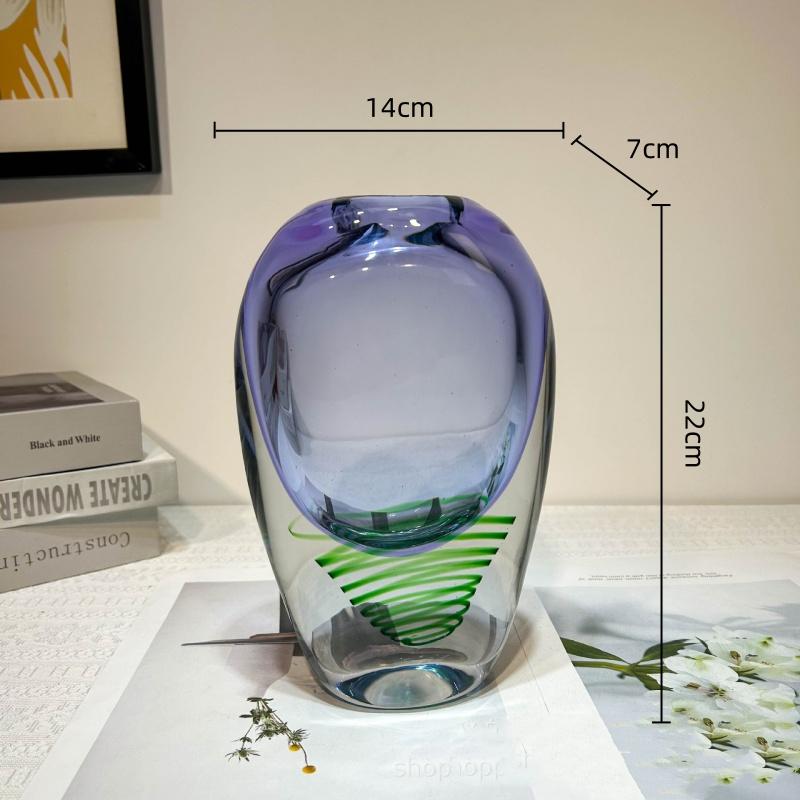 

Glass Vase Purple Transparent Glass Bottle Flower Vase Geometric Helix Crystal Terrarium Flowerpot Home Decoration Accessories