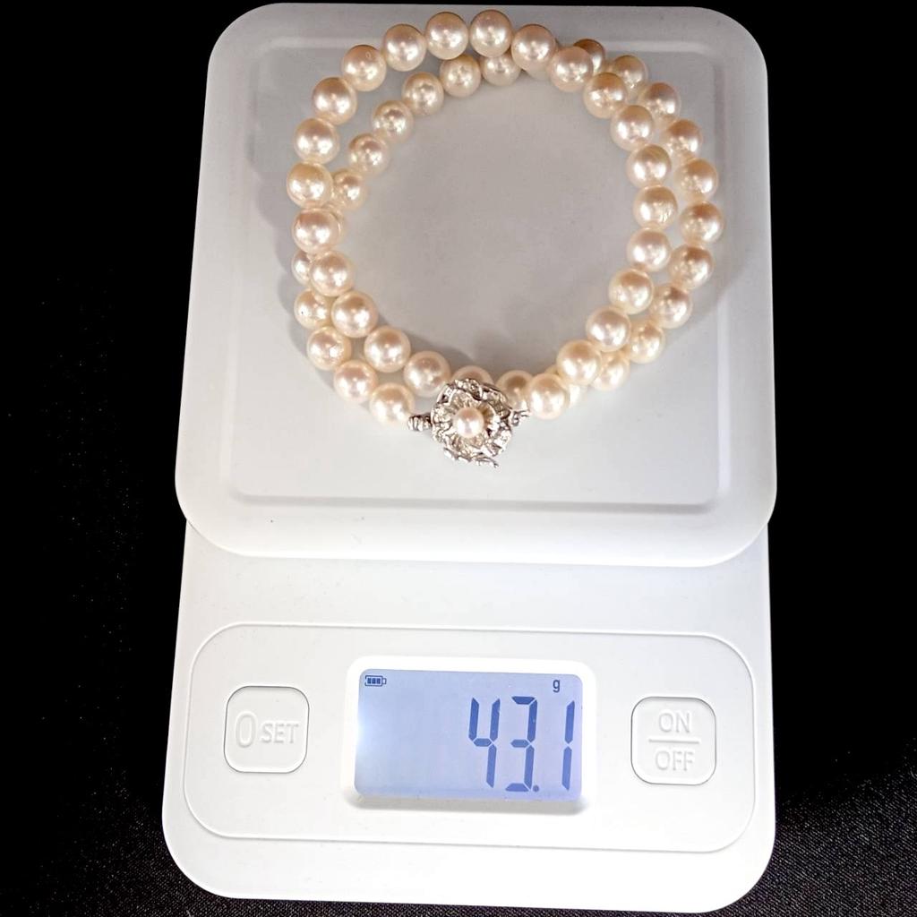 JEWELRY MAKI Akoya Pearl Large Shiny Necklace Jewelry Shiny Pink White Approx.43cm 8.0mm–8.5mm 43g Silver Findings