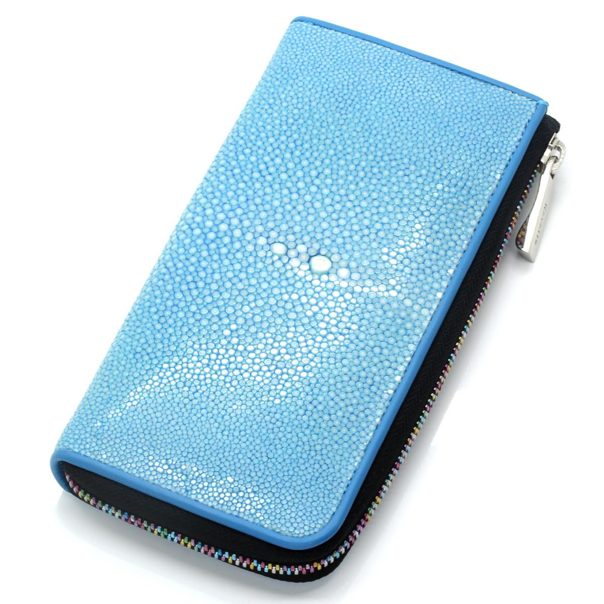 

Stingray Leather Long Wallet Wallet YKK MIX Color Zipper Garusha Stingray Sky Blue Light Blue Genuine Leather [Levetta] L-shaped Men s Women s небо синє кольору