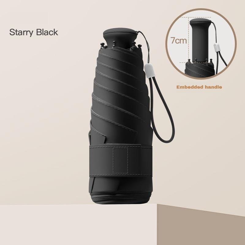 

Сверхлегкая мини телескопическая ручка Двойного назначения Защита от солнца и УФ-защита Складной черный резиновый зонт от солнца metal-fiber composite&6K