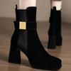 Fashion High Heels Women Ankle Boots Elegant Chunky Suede Shoes Designer 2025 Winter Trend New Fashion Party Boots Woman Pumps Botas