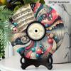 2D Flat, 1pc Round Aluminum Abstract Vinyl Record Metal Sign, Vintage Sheet Music & Artistic Swirl Wall Plaque, Waterproof Rustproof Decor, Perfect