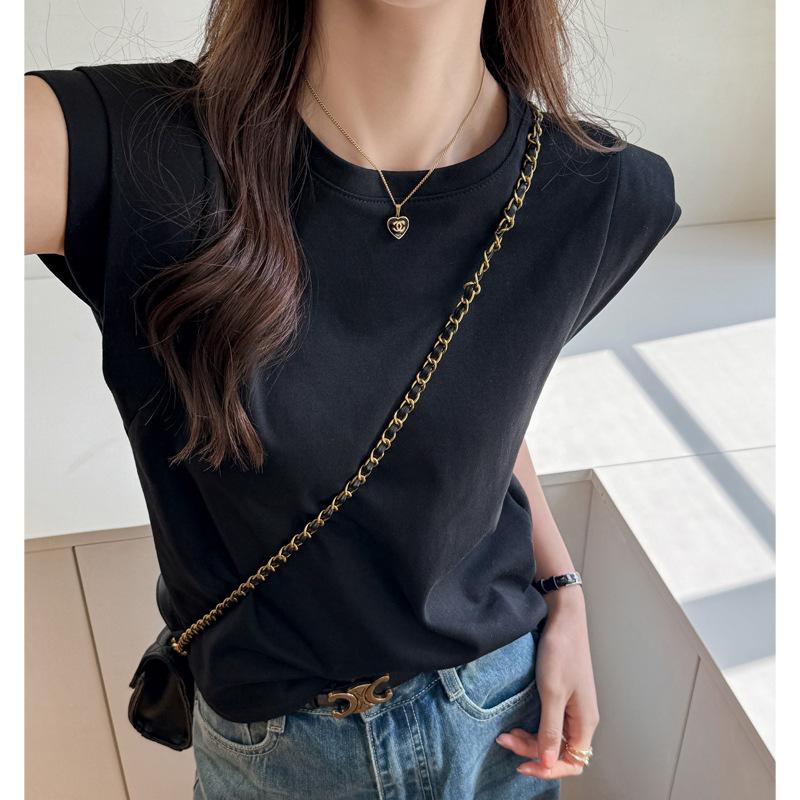 New Short-sleeved T-shirt for Women In Spring and Summer Loose Slim Design Niche Korean Version Sleeveless Top