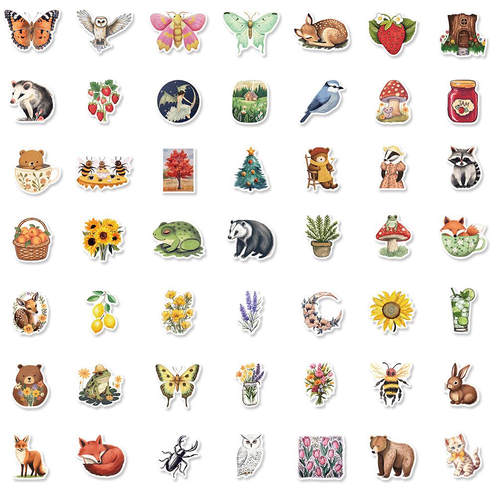 10/30/50pcs Cute Cartoon Magic Forest Animal Stickers Kawaii Bear Cat Flower Decals Stationery Laptop Phone Graffiti Sticker Toy