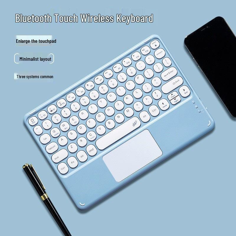 Compatible Bluetooth Keyboard with Magnetic Attachment for iPad, Huawei Phone, and Tablets - Round Key, Touch, and Wireless Charging Features
