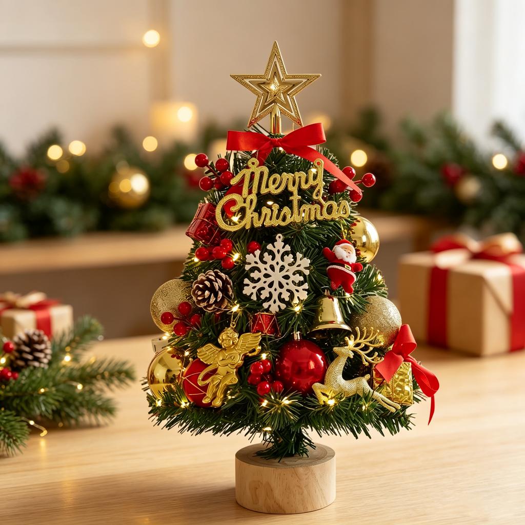 Christmas Tree Desktop Ornament Small Tabletop Holiday Decoration for Home