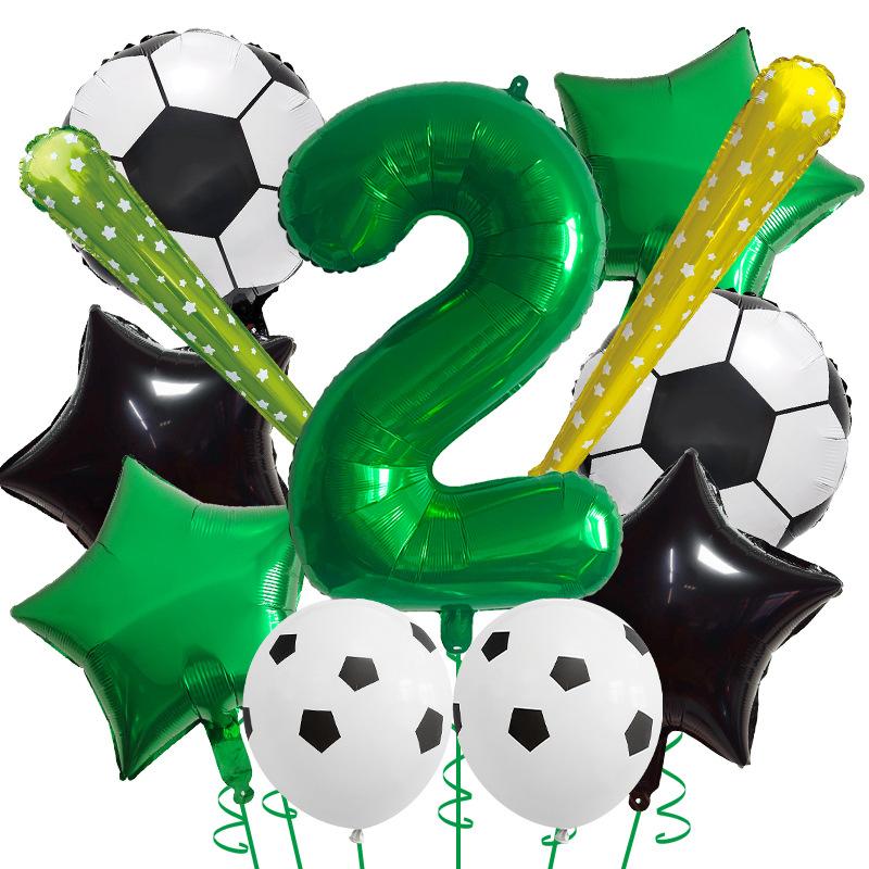 Competition Green Yin Football Series Aluminum Film Balloon Set Fuel Stick Sports Party Scene Arrangement Decorative Balloons
