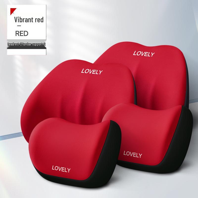Car Memory Foam Headrest and Lumbar Support Cushion Set