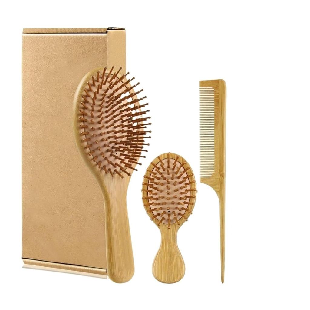 Hair Brushes And Comb Set, For Women And Detangling, Great On All, Handmade For Men(3Pcs Set C with Box)