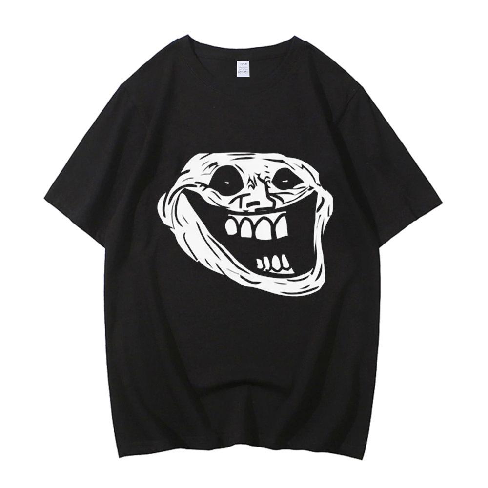 Trollface Baumwoll-T-Shirt Herren Vintage koreanische Kleidung Y2k Universitäts-T-Shirt Punk Anime Ästhetik Atmungsaktiv Damen Psychedelisch4