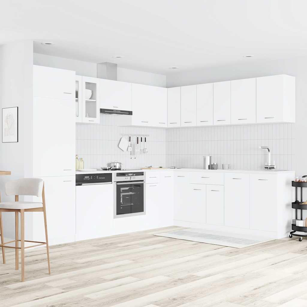14 Piece Kitchen Set Lyon White Particleboard