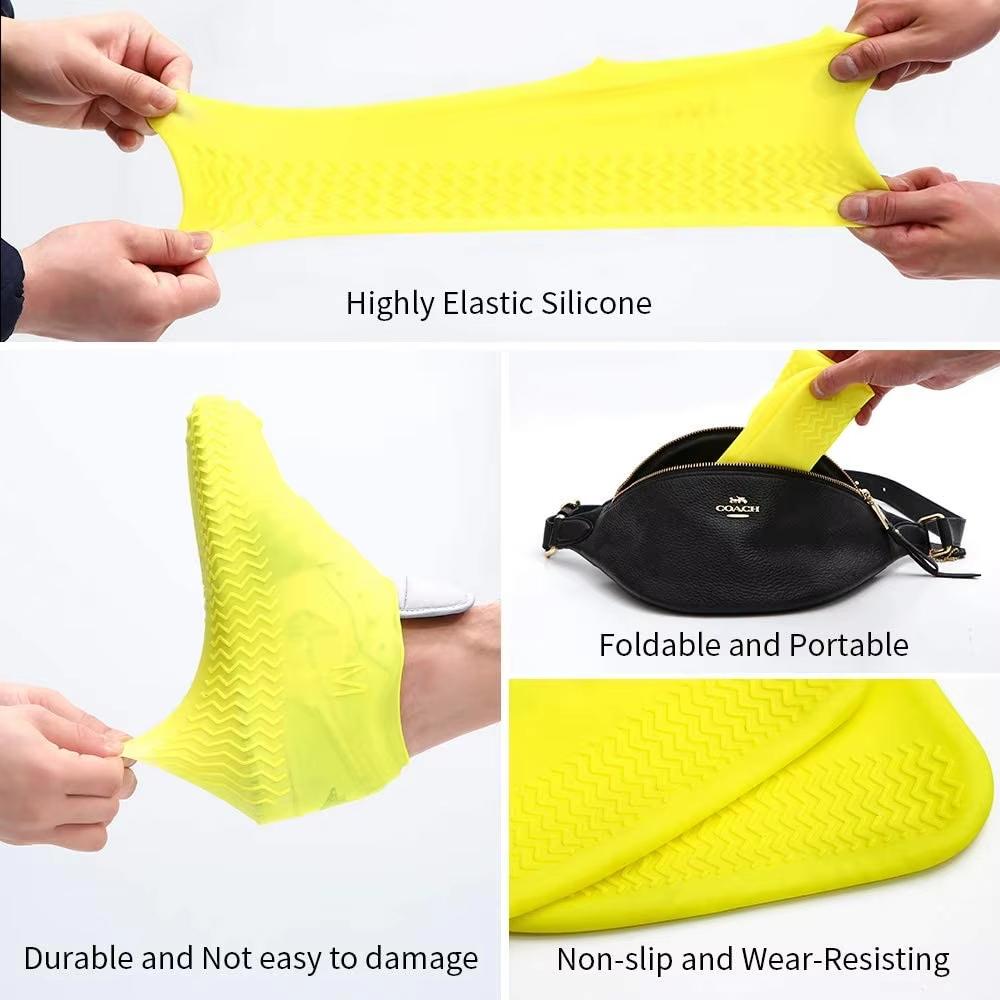 2PC Silicone Shoe Covers Waterproof Reusable Wear-resistant Anti-Slip for Outdoor Rainy Day Unisex Overshoes Weather Accessories