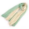 Soft Texture Cotton Scarf Simple Long Shawl Color Matching Short Tassel Scarf  Daily Wearing