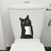 Playful Black Cat Holding Toilet Paper Toilet Seat Sticker Bathroom Decor Self-Adhesive Removable Decal