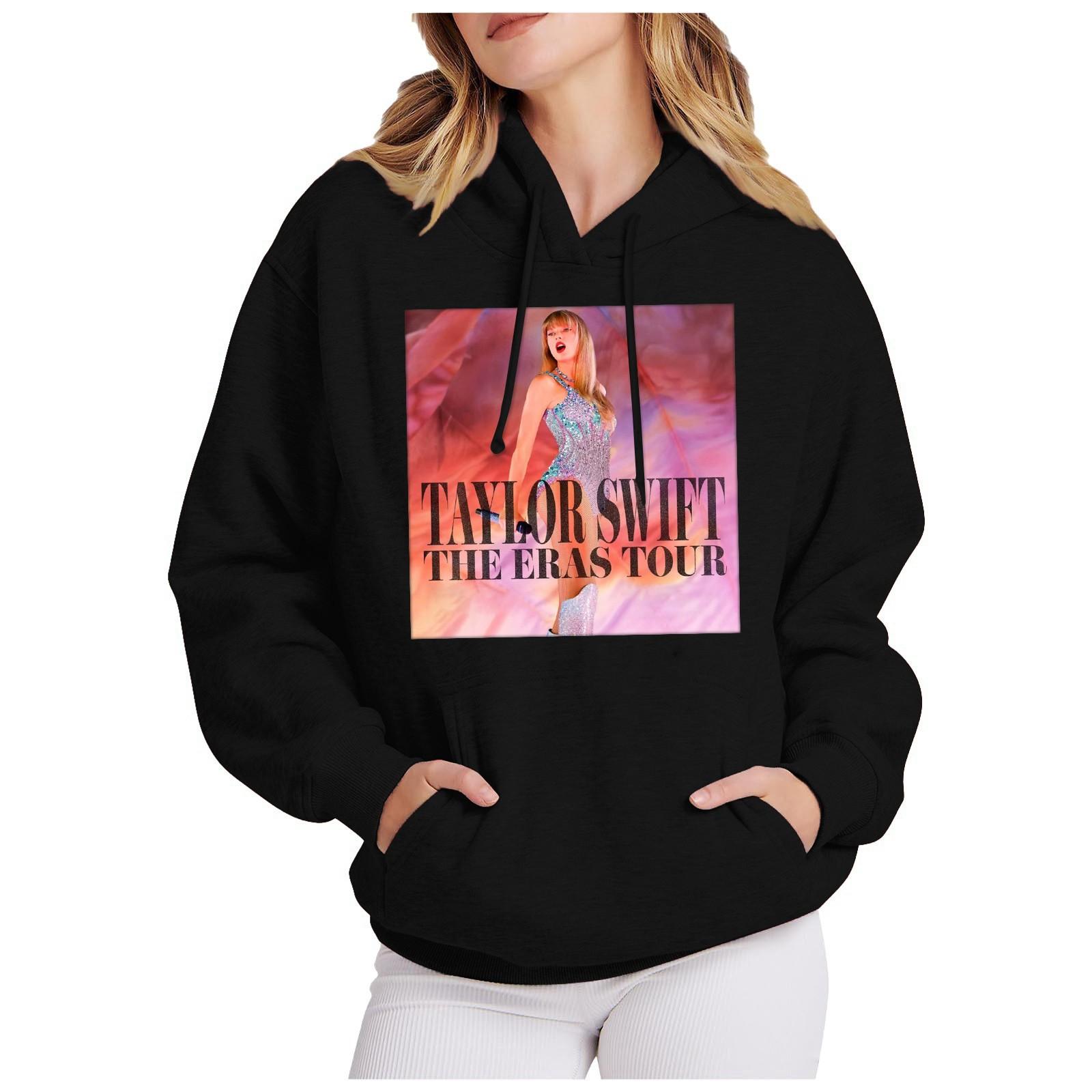 Women s Fashion Loose Casual Daily Long Sleeve Hoodie Print Top S