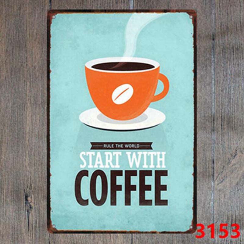 1pc Retro Metal Poster Coffee Sign Decor Plaque Vintage Tin Sign House Art License Poster Cafe Bar Metal Plates Wall Home Decor