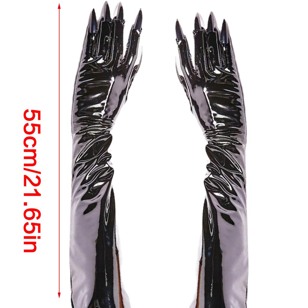 1pair Long Faux Leather Gloves Elegant Evening Opera Gloves Women Gloves for Parties Weddings and Winter Event