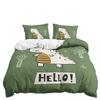 Three-Piece Cartoon Animal Bird Hedgehog Quilt Cover Fresh Air Digital Printing Bedding