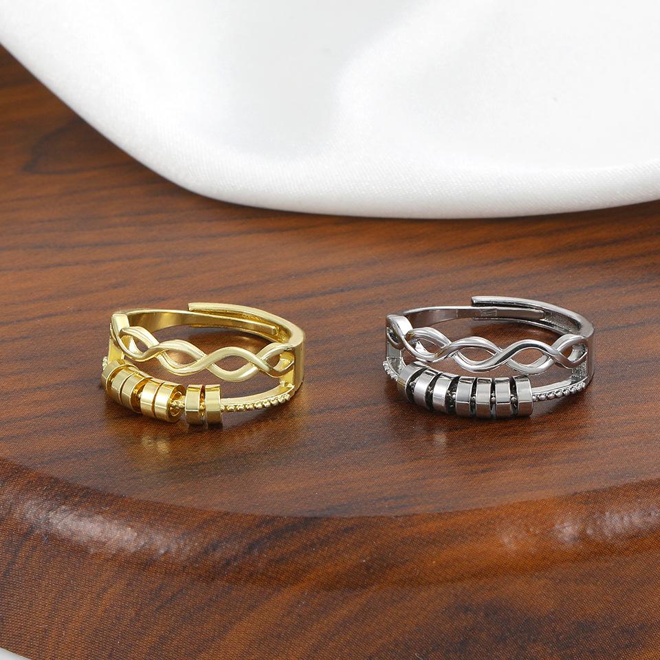 High Quality 2026 Smart Ring Rotatable Ring, Fashionable Multi-layer Cross Decompression Anxiety Ring Open Ring