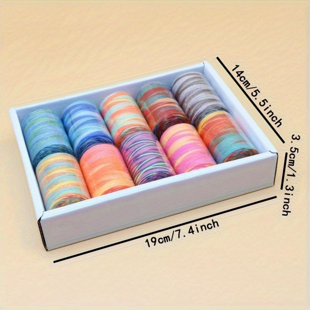 1 Box of 10 Rolls of 1000 Yards Large Size Colorful Sewing Thread for Home Sewing Machine Thread, DIY Hand Sewing Thread Sectional Dyeing